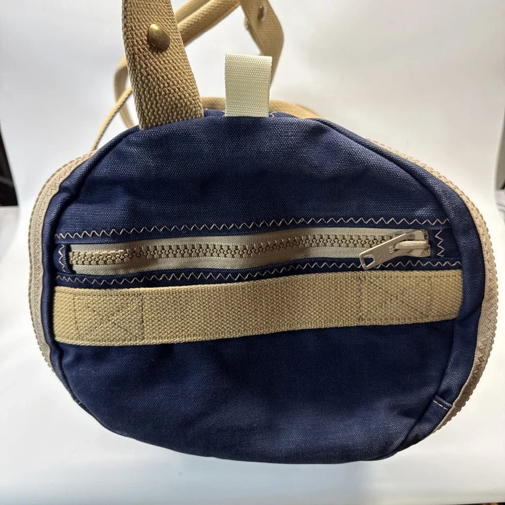 Vintage Rust Pond Workshop Duffle Bag Blue Expandable Thick Canvas 20-31